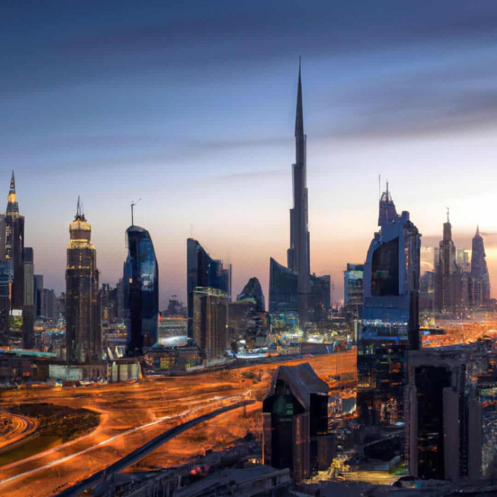 A vibrant cityscape symbolizing Dubai's dynamic business environment and opportunities for company Setup.