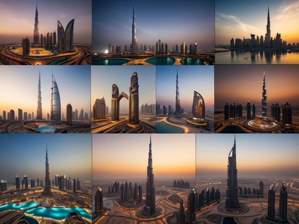 dubai landscapes including burj khalifa